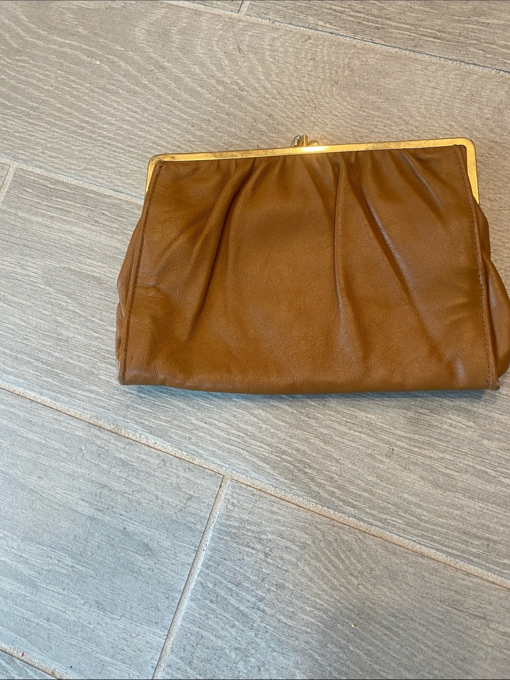 Neiman Marcus Made in Spain Classic Brown Leather Frame Clutch